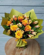 Букет цветов из:  Альстромерии и Розы #REPLACE_PRED# Поселок санатория Озеро Белое