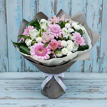 Букет цветов из:  Герберы, Альстромерии и Хризантемы в Поселок санатория Озеро Белое
