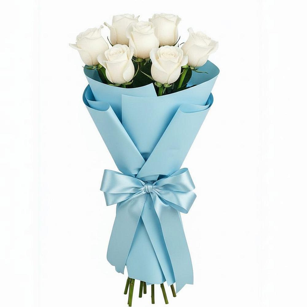 Букет 7 белых роз Проуд в Поселок санатория Озеро Белое