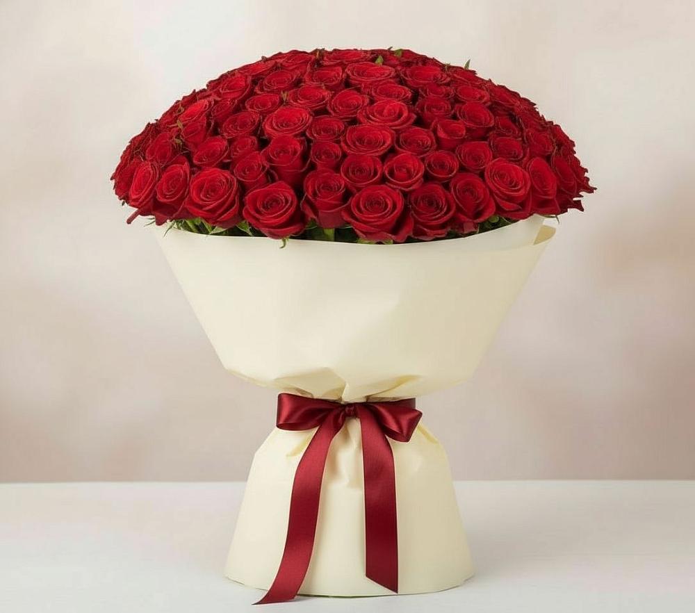 Букет 101 Красная роза Милано в Поселок санатория Озеро Белое