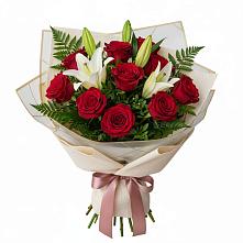 Букет цветов из:  Лилии и Розы #REPLACE_PRED# Поселок санатория Озеро Белое