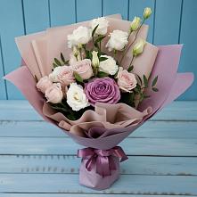 Букет цветов из:  Розы и Лизиантусы #REPLACE_PRED# Поселок санатория Озеро Белое