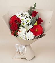 Букет цветов из:  Розы, Хризантемы, Герберы и Лилии в Поселок санатория Озеро Белое