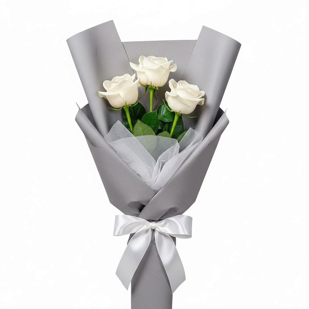 Букет 3 белые розы в Поселок санатория Озеро Белое