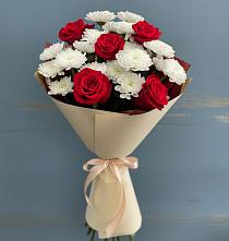 Букет цветов из:  Розы и Хризантемы #REPLACE_PRED# Поселок санатория Озеро Белое