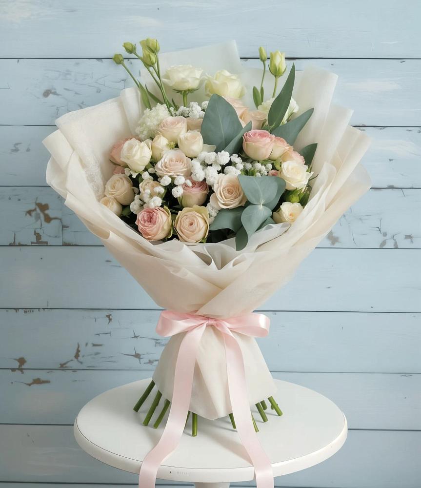 Букет цветов из: Розы и Лизиантусы в Поселок санатория Озеро Белое