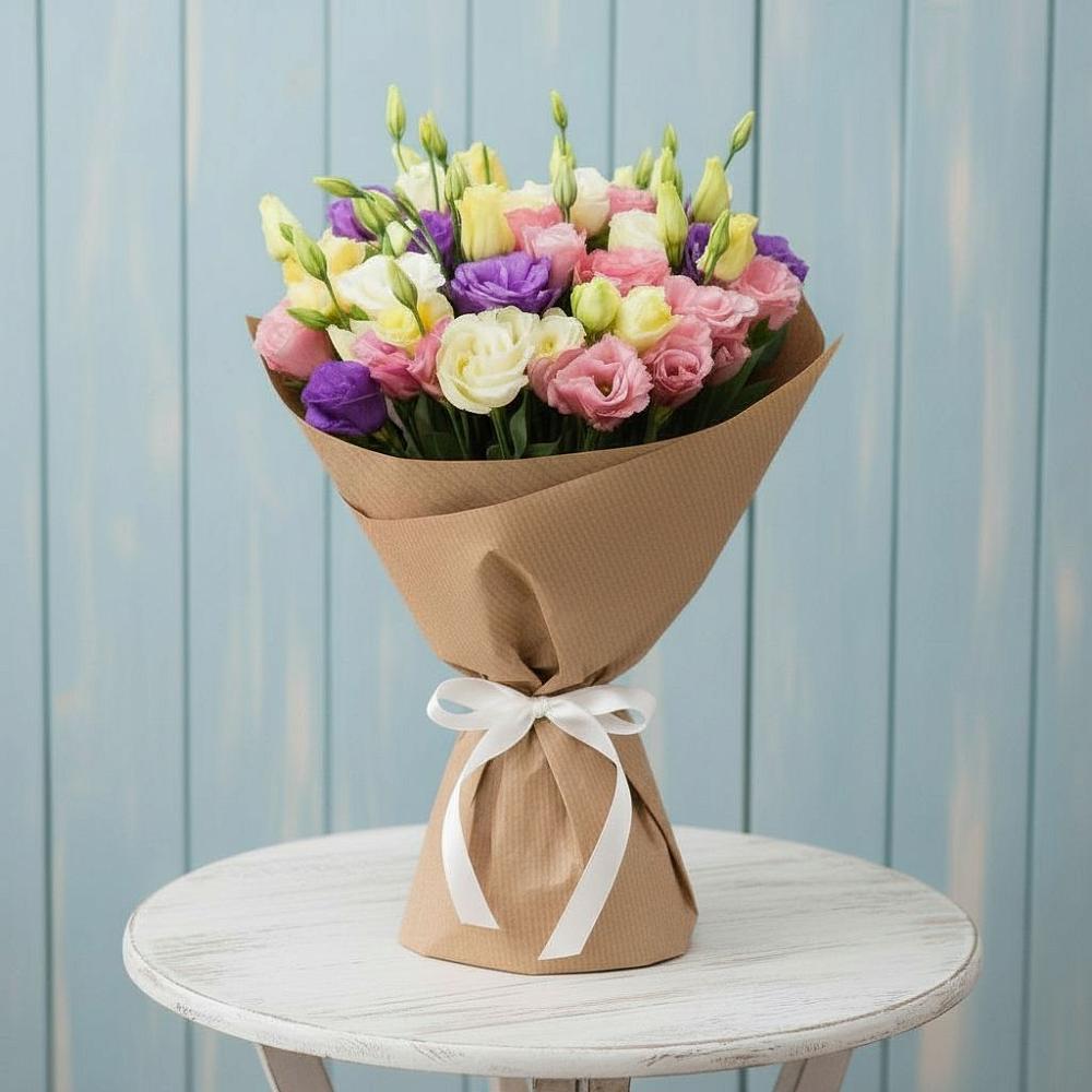 Букет цветов из: Лизиантусы в Поселок санатория Озеро Белое