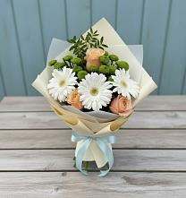 Букет цветов из:  Герберы, Розы и Хризантемы #REPLACE_PRED# Поселок санатория Озеро Белое