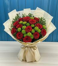 Букет цветов из:  Розы и Хризантемы #REPLACE_PRED# Поселок санатория Озеро Белое