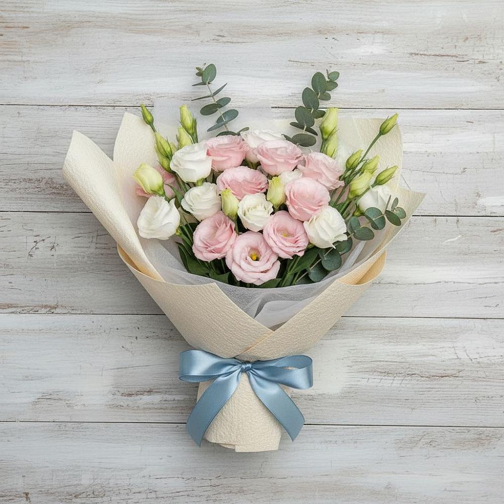 Букет цветов из: Лизиантусы в Поселок санатория Озеро Белое